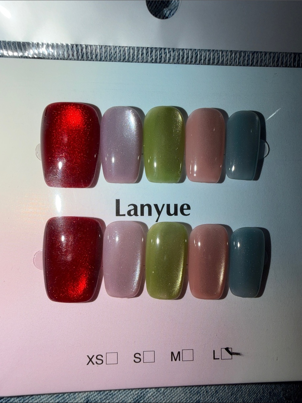 Assorted Color Nail Tips Set - Red, Pink, Green, Peach, Blue